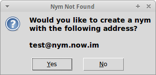 Nym Not Found Dialog